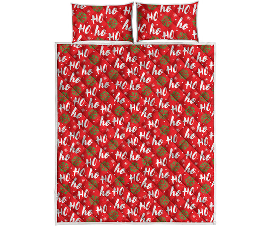 Christmas Hohoho Santa Claus Laugh Print Quilt Bed Set