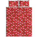 Christmas Hohoho Santa Claus Laugh Print Quilt Bed Set