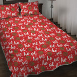 Christmas Hohoho Santa Claus Laugh Print Quilt Bed Set