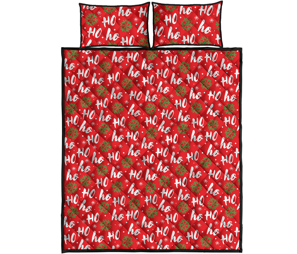Christmas Hohoho Santa Claus Laugh Print Quilt Bed Set