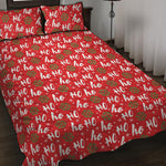 Christmas Hohoho Santa Claus Laugh Print Quilt Bed Set
