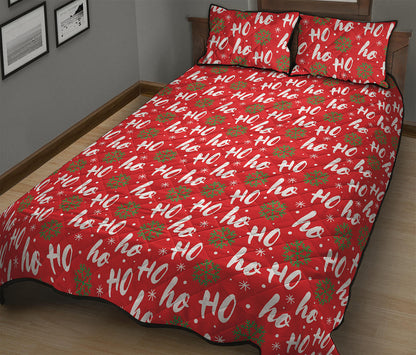 Christmas Hohoho Santa Claus Laugh Print Quilt Bed Set