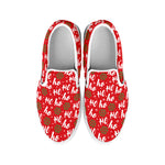 Christmas Hohoho Santa Claus Laugh Print White Slip On Shoes