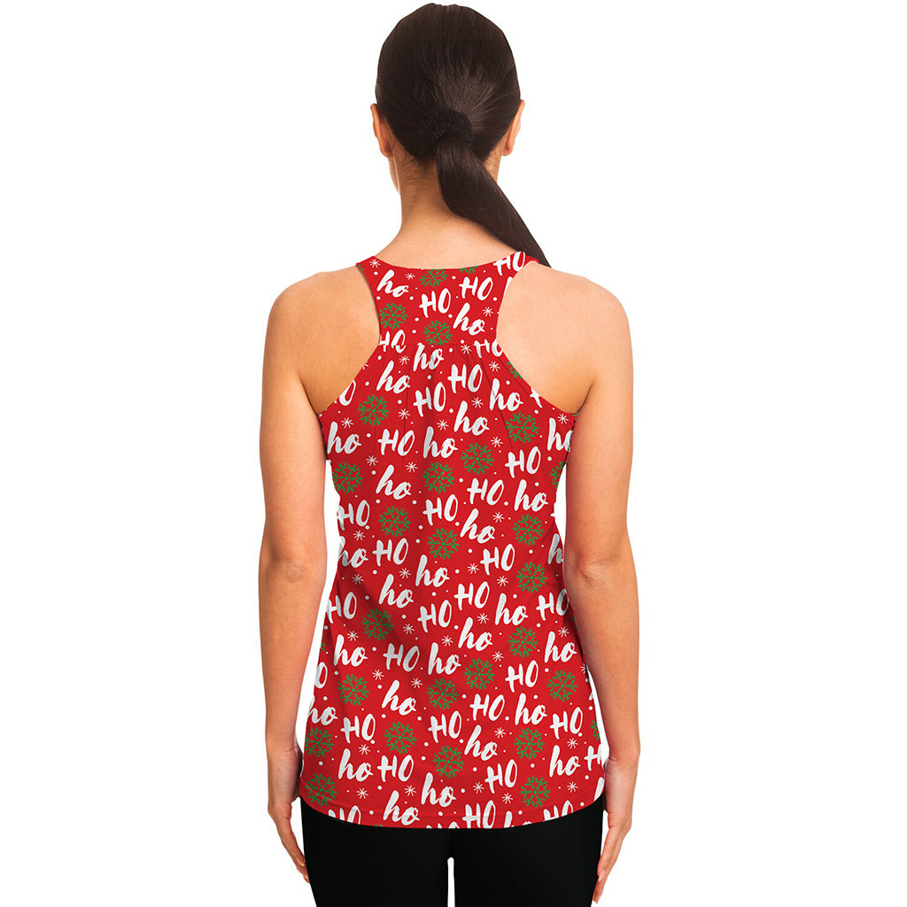Christmas Hohoho Santa Claus Laugh Print Women's Racerback Tank Top