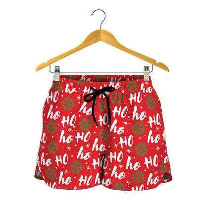 Christmas Hohoho Santa Claus Laugh Print Women's Shorts