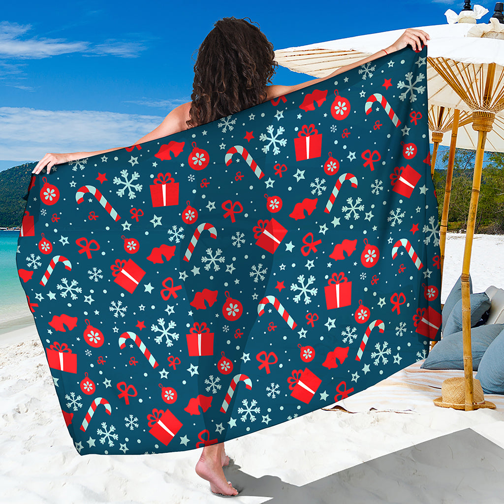 Christmas Holiday Elements Pattern Print Beach Sarong Wrap