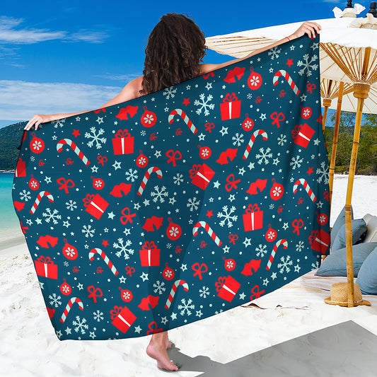 Christmas Holiday Elements Pattern Print Beach Sarong Wrap
