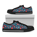 Christmas Holiday Elements Pattern Print Black Low Top Sneakers
