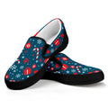 Christmas Holiday Elements Pattern Print Black Slip On Sneakers