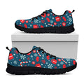 Christmas Holiday Elements Pattern Print Black Running Shoes