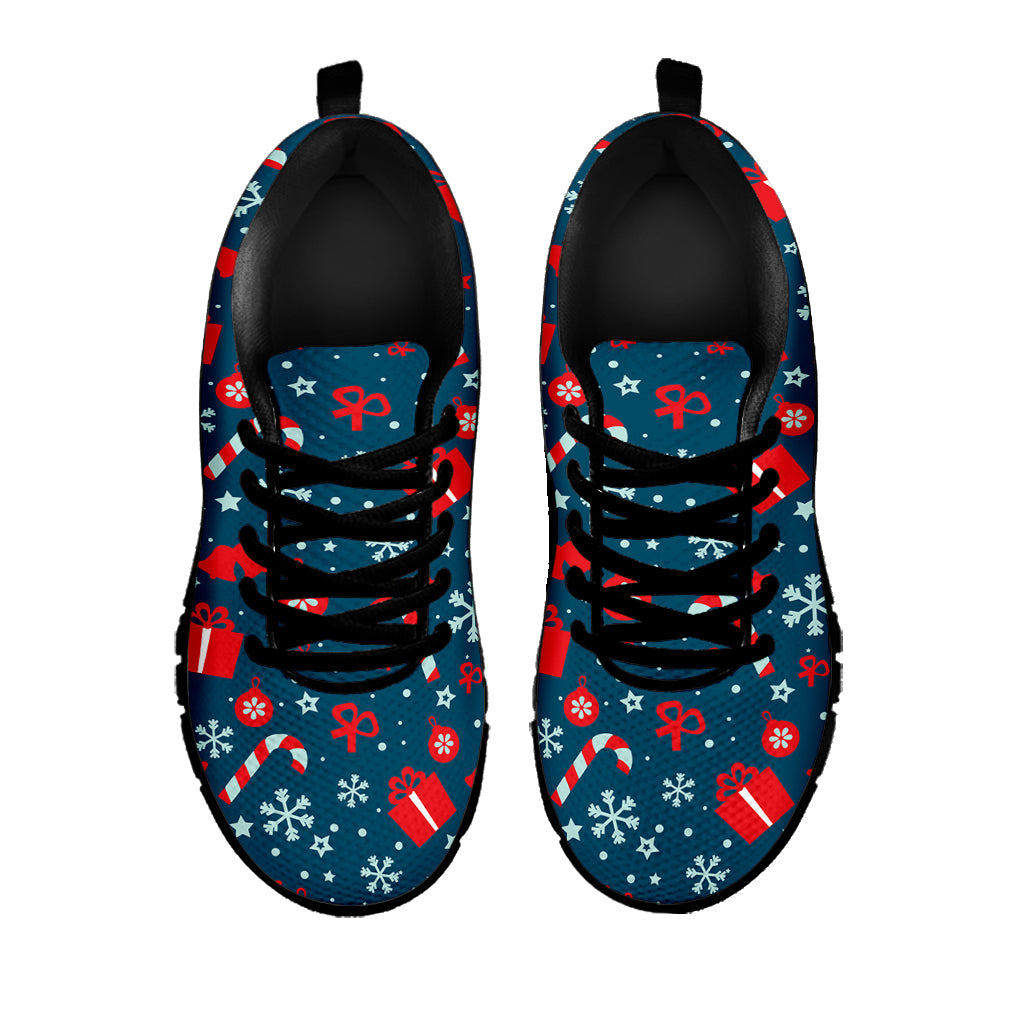 Christmas Holiday Elements Pattern Print Black Sneakers