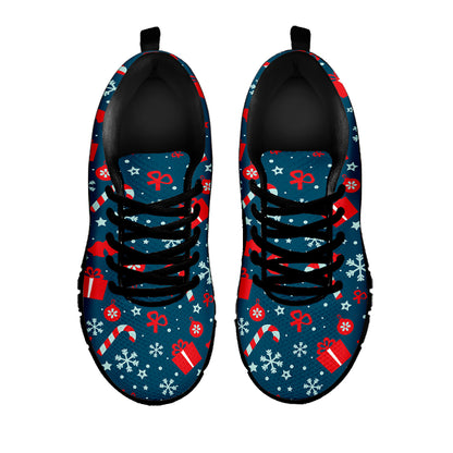 Christmas Holiday Elements Pattern Print Black Sneakers