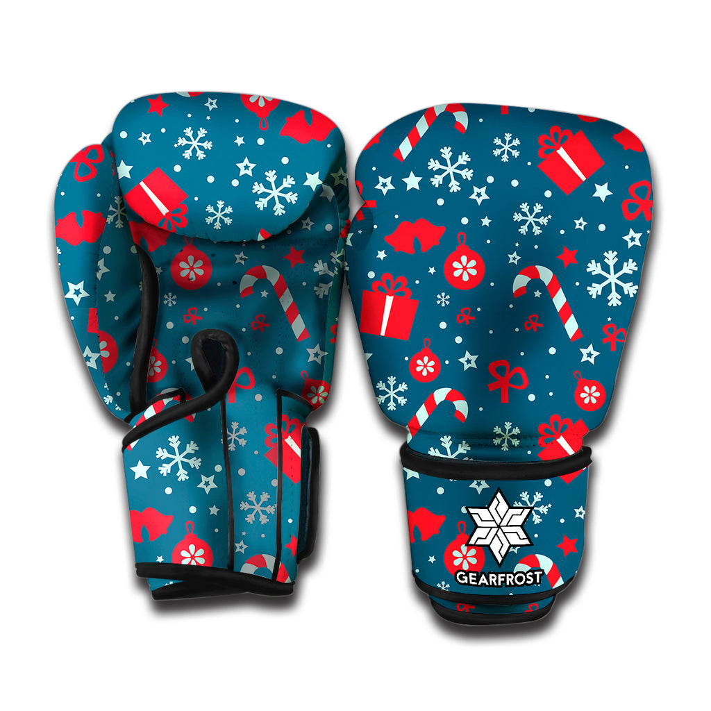 Christmas Holiday Elements Pattern Print Boxing Gloves