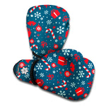 Christmas Holiday Elements Pattern Print Boxing Gloves