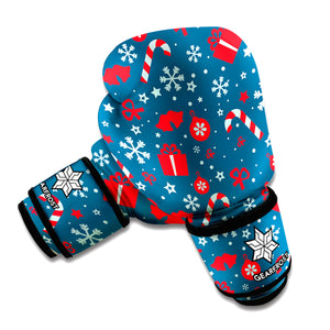 Christmas Holiday Elements Pattern Print Boxing Gloves