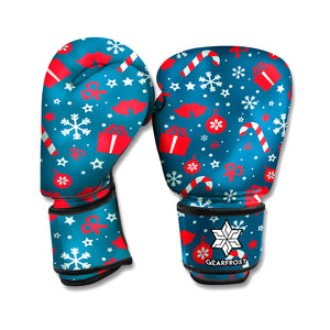 Christmas Holiday Elements Pattern Print Boxing Gloves