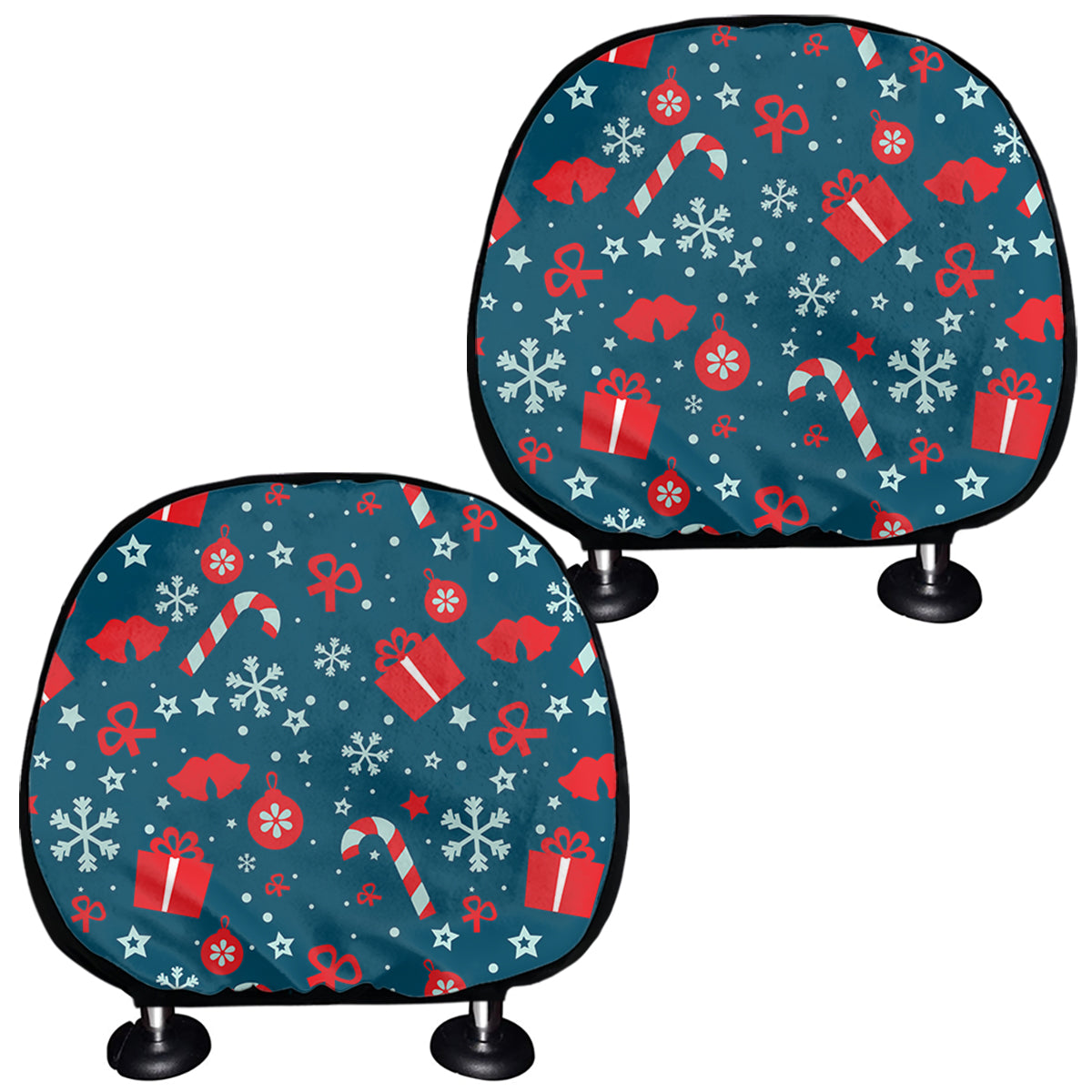 Christmas Holiday Elements Pattern Print Car Headrest Covers