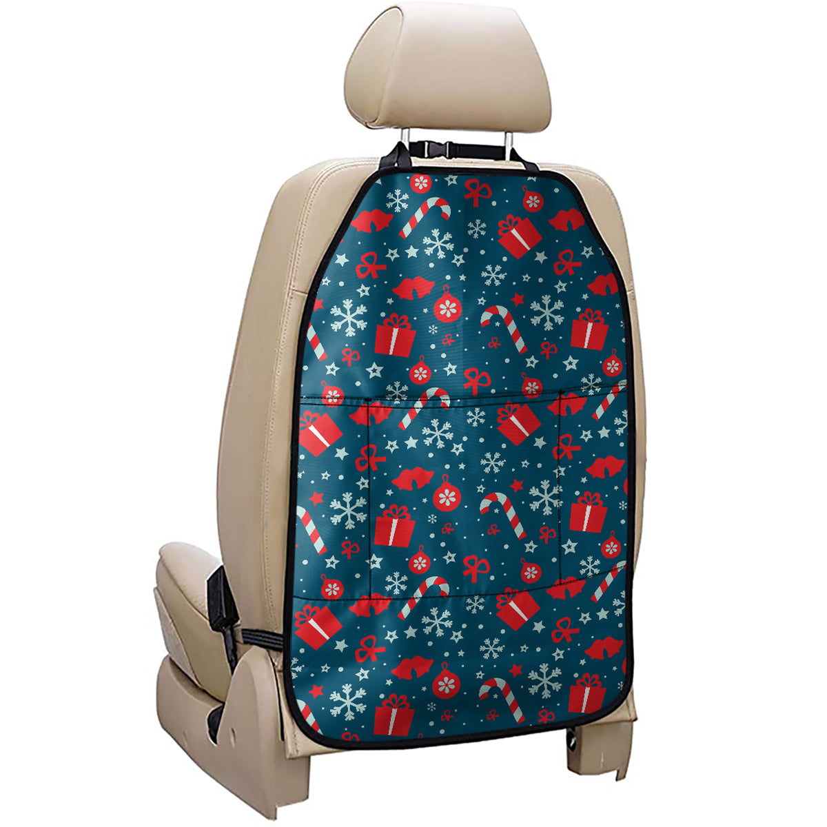 Christmas Holiday Elements Pattern Print Car Seat Organizers