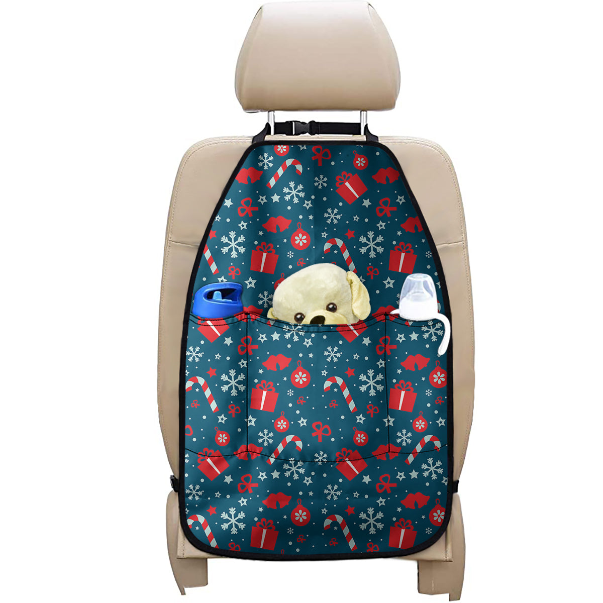 Christmas Holiday Elements Pattern Print Car Seat Organizers