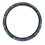 Christmas Holiday Elements Pattern Print Car Steering Wheel Cover