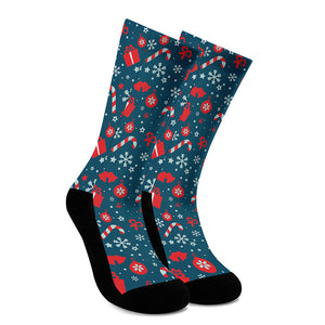 Christmas Holiday Elements Pattern Print Crew Socks