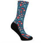 Christmas Holiday Elements Pattern Print Crew Socks