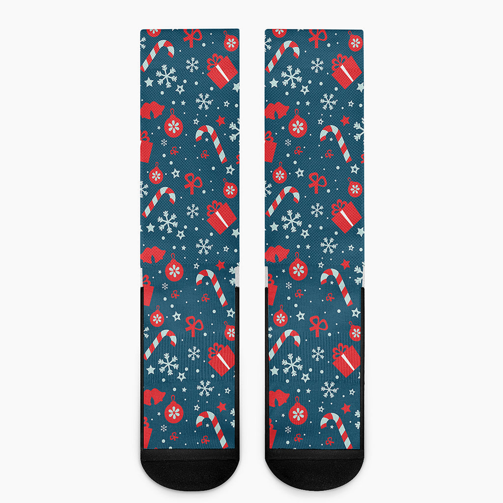 Christmas Holiday Elements Pattern Print Crew Socks