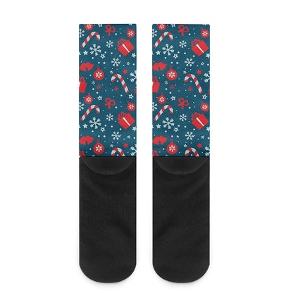 Christmas Holiday Elements Pattern Print Crew Socks