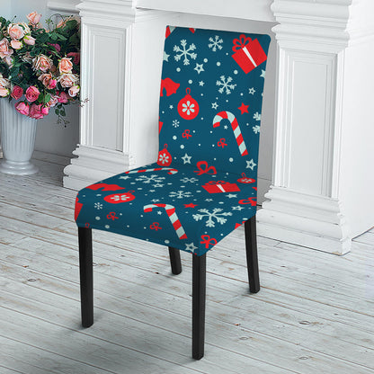 Christmas Holiday Elements Pattern Print Dining Chair Slipcover