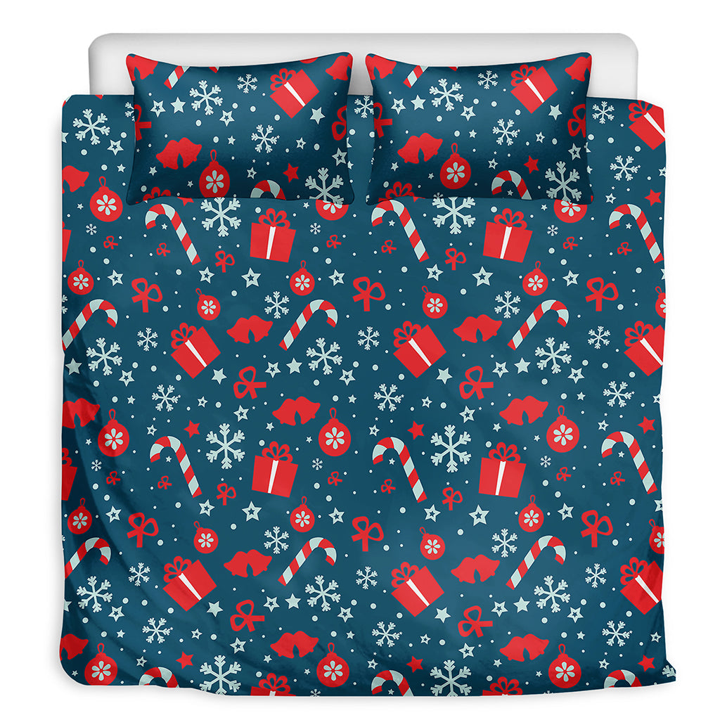 Christmas Holiday Elements Pattern Print Duvet Cover Bedding Set