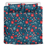 Christmas Holiday Elements Pattern Print Duvet Cover Bedding Set