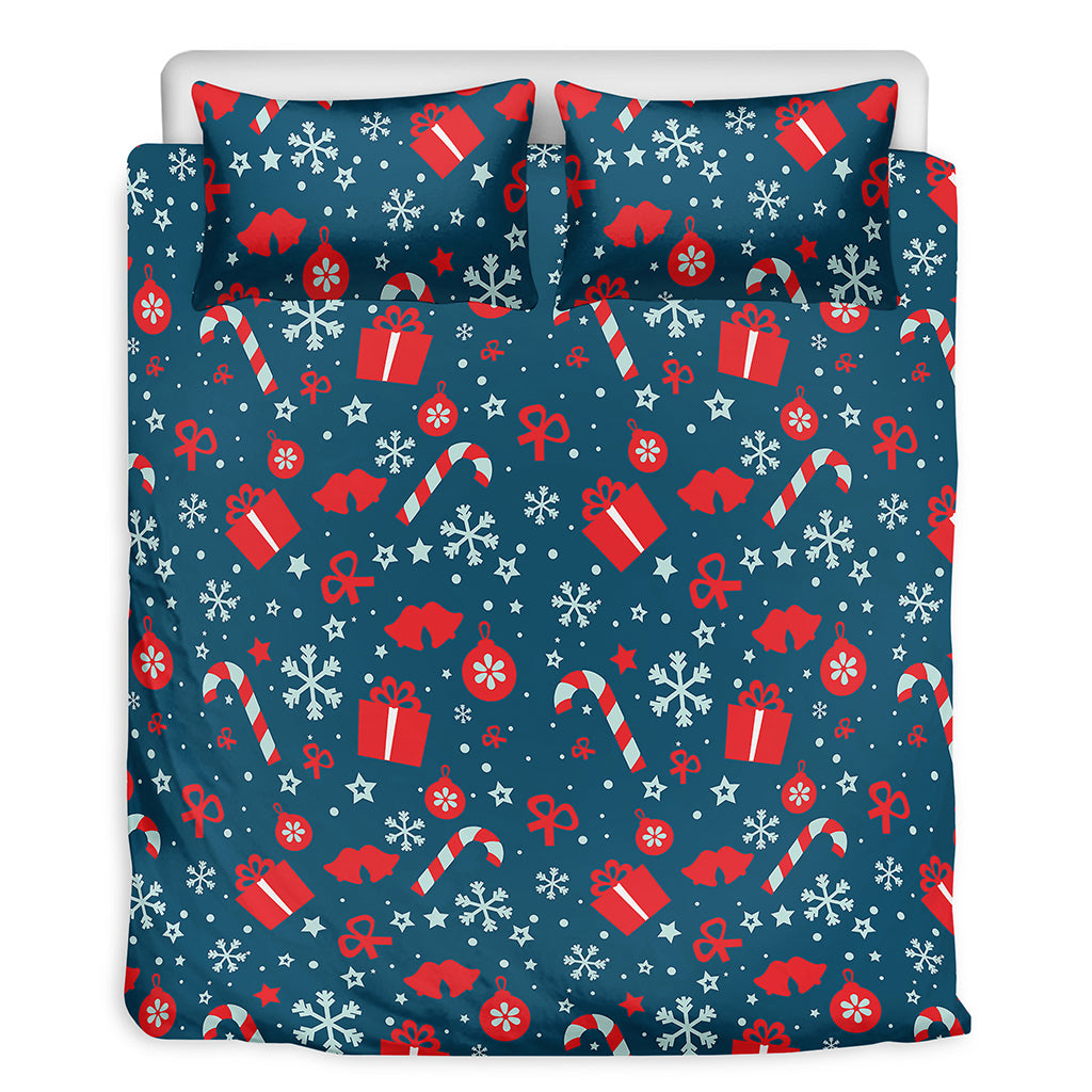 Christmas Holiday Elements Pattern Print Duvet Cover Bedding Set