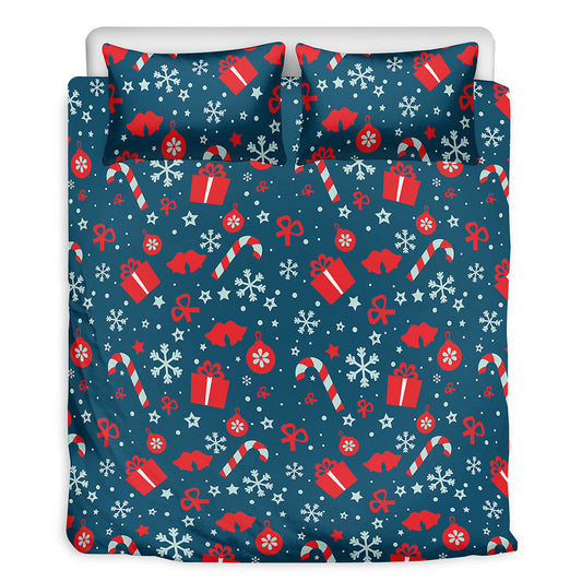 Christmas Holiday Elements Pattern Print Duvet Cover Bedding Set