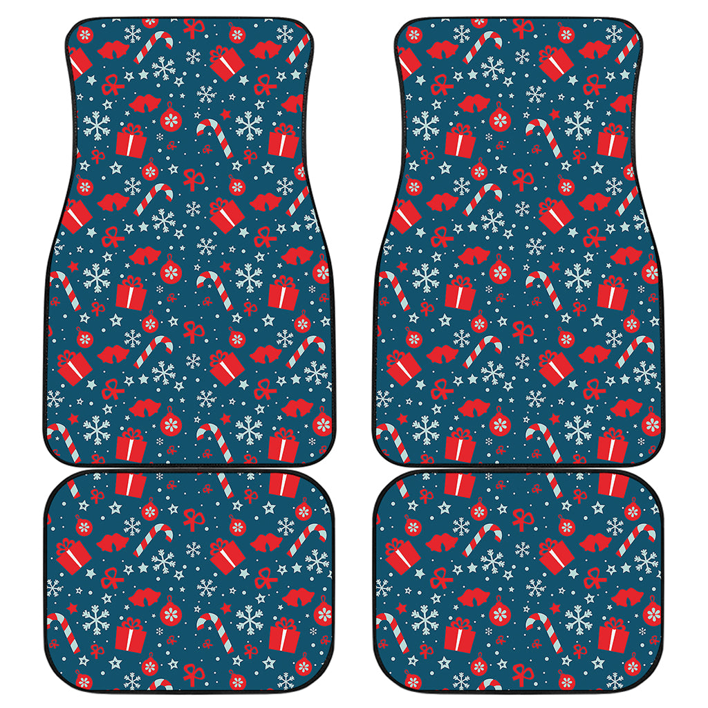 Christmas Holiday Elements Pattern Print Front and Back Car Floor Mats