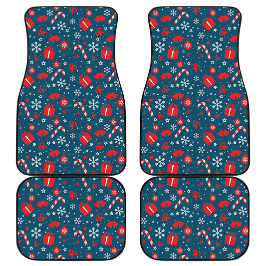 Christmas Holiday Elements Pattern Print Front and Back Car Floor Mats