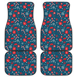 Christmas Holiday Elements Pattern Print Front and Back Car Floor Mats