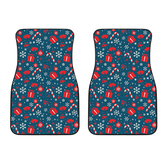 Christmas Holiday Elements Pattern Print Front Car Floor Mats
