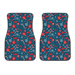 Christmas Holiday Elements Pattern Print Front Car Floor Mats