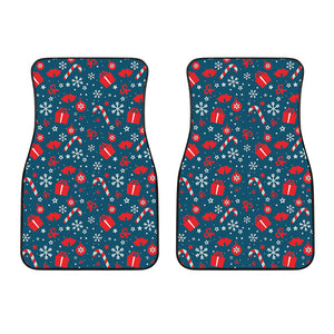 Christmas Holiday Elements Pattern Print Front Car Floor Mats