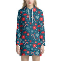 Christmas Holiday Elements Pattern Print Pullover Hoodie Dress