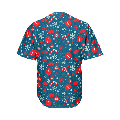Christmas Holiday Elements Pattern Print Men's Baseball Jersey