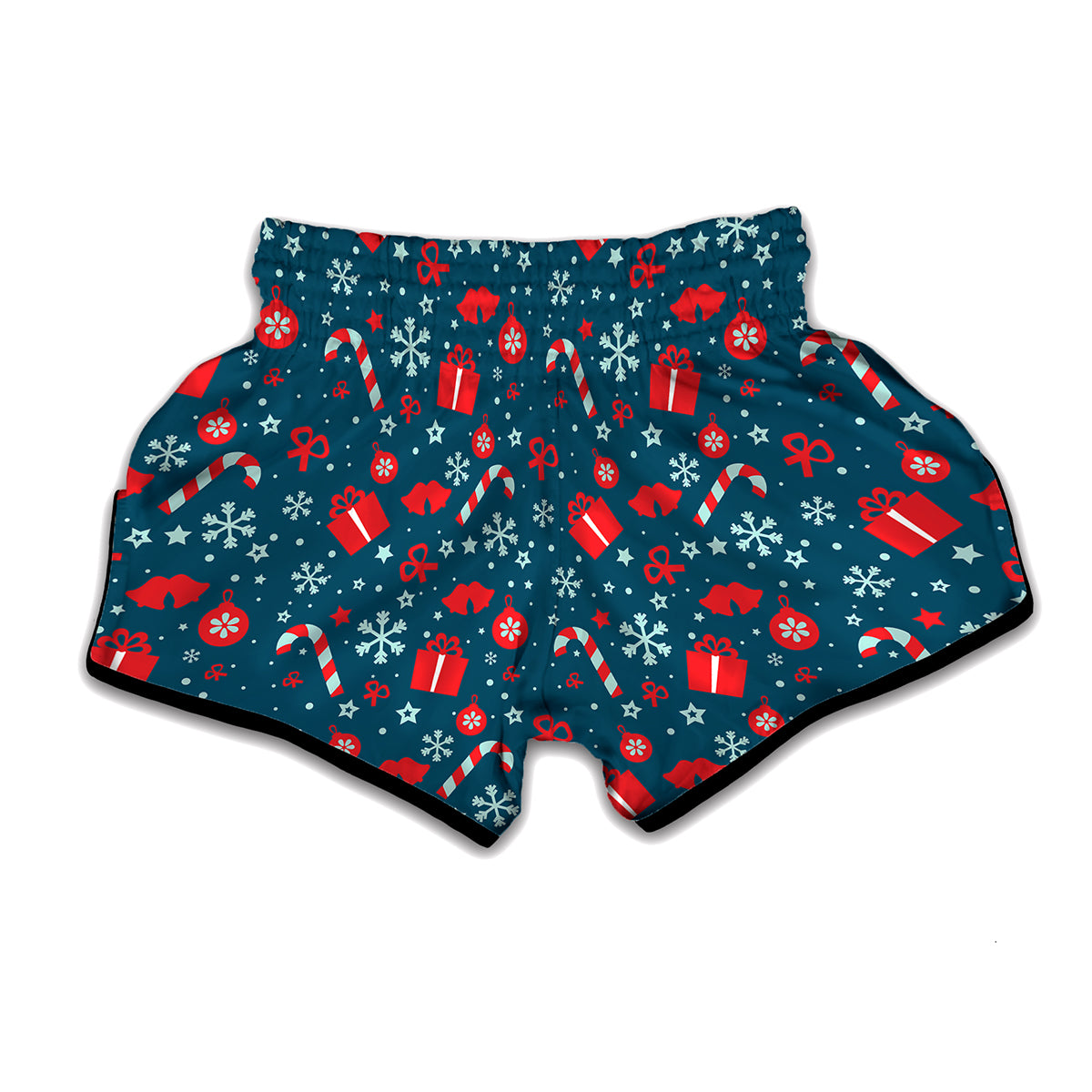 Christmas Holiday Elements Pattern Print Muay Thai Boxing Shorts