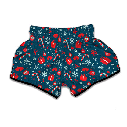 Christmas Holiday Elements Pattern Print Muay Thai Boxing Shorts