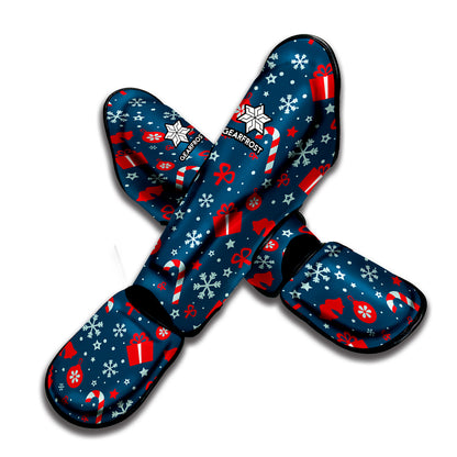 Christmas Holiday Elements Pattern Print Muay Thai Shin Guard