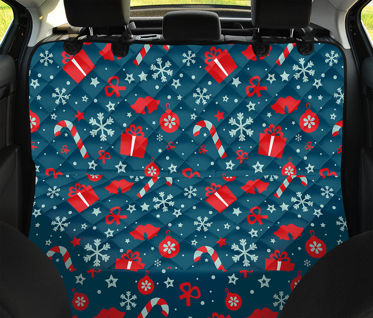 Christmas Holiday Elements Pattern Print Pet Car Back Seat Cover