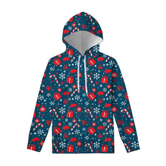 Christmas Holiday Elements Pattern Print Pullover Hoodie