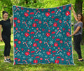 Christmas Holiday Elements Pattern Print Quilt