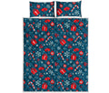 Christmas Holiday Elements Pattern Print Quilt Bed Set