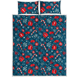 Christmas Holiday Elements Pattern Print Quilt Bed Set