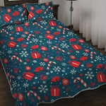 Christmas Holiday Elements Pattern Print Quilt Bed Set